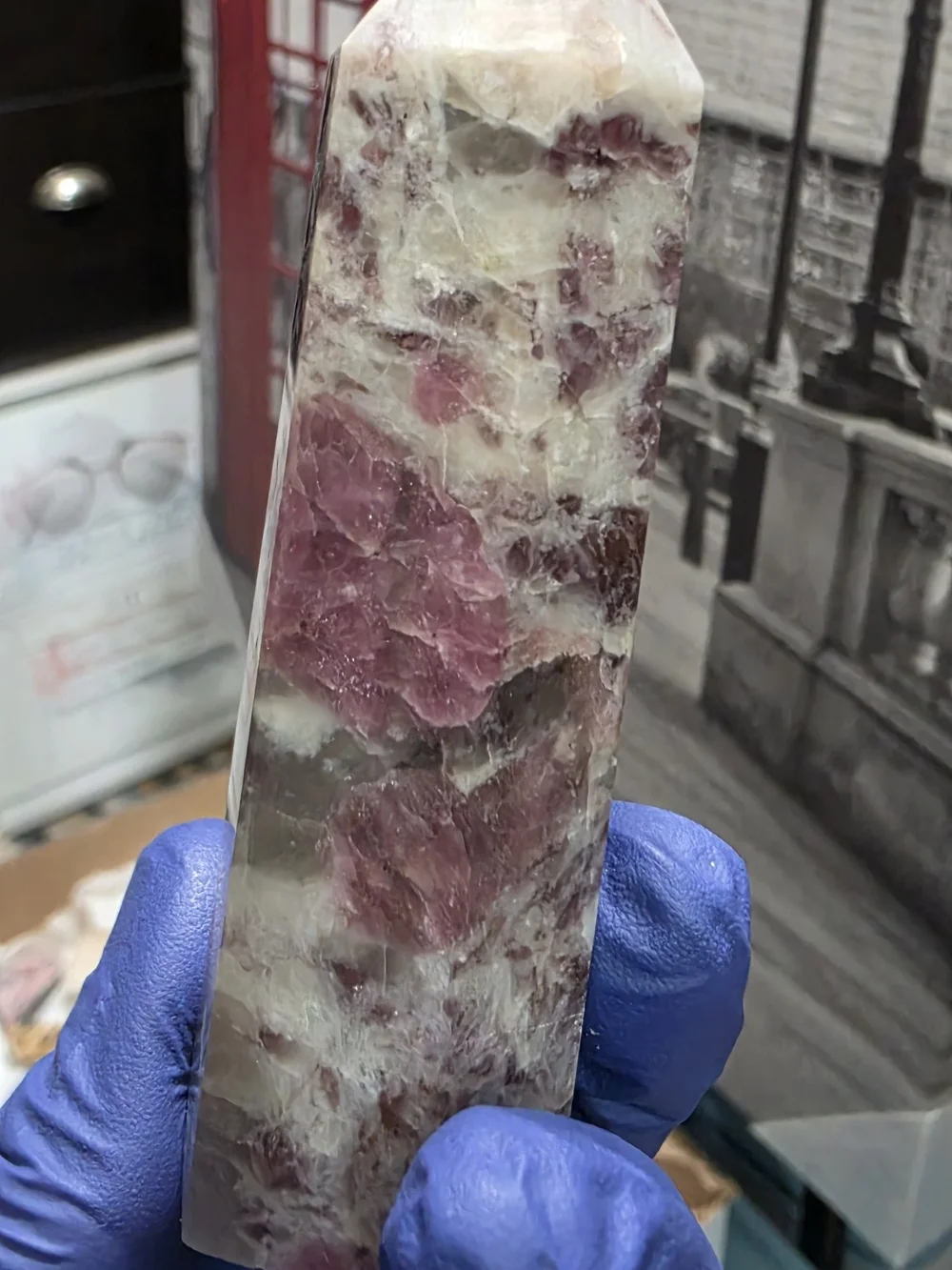 Pink tourmaline tower, also known as a Rubellite tower